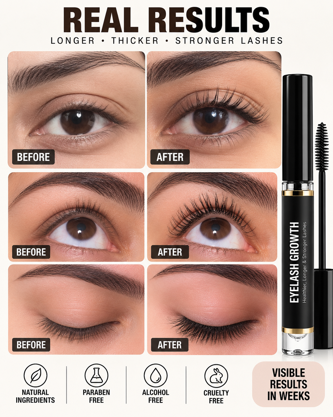 Eyelash & Brow Growth Serum-Guaranteed Results💯 within 25 daysسيروم تطويل وتكثيف الرموش والحاجبين
