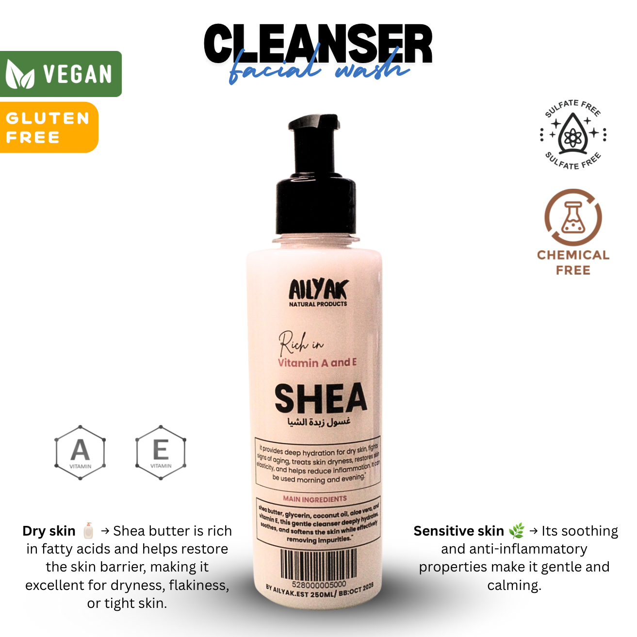 Shea face cleanser- Dry Skin