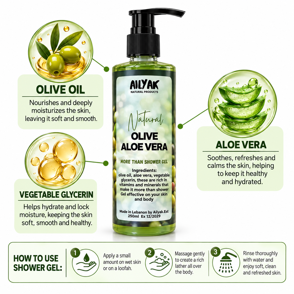 Shower Gel olive aloevera 250ml