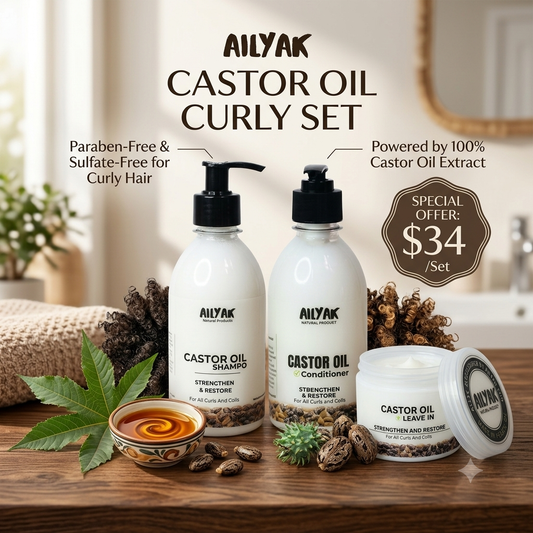 Curly Hair Set Shampoo+conditioner+leave in ( Castor oil )