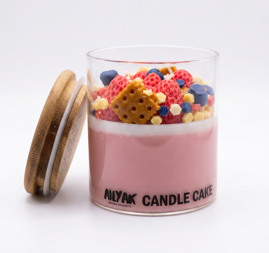 Glass Candle cake fruity 400g