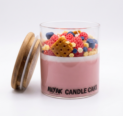 Glass Candle cake fruity 400g