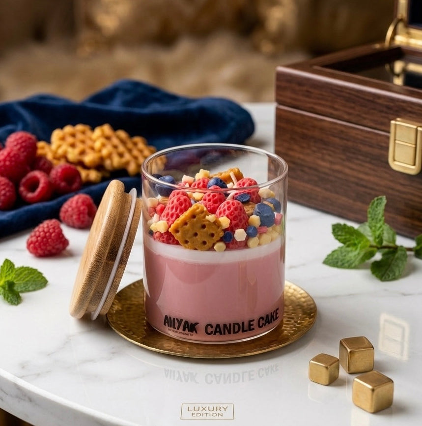 Glass Candle cake fruity 400g