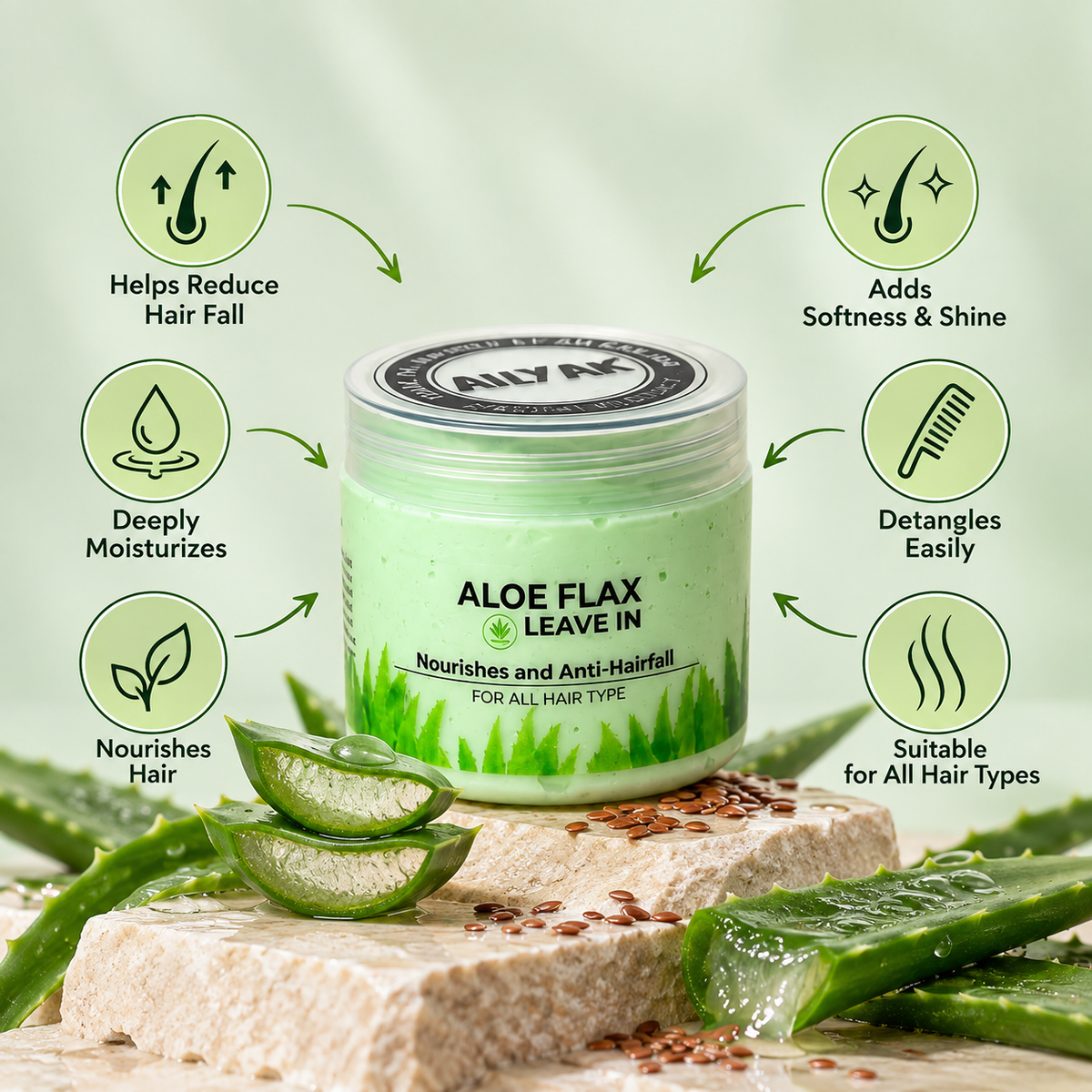 🌿 AloeFlax Leave-In Treatment-علاج تساقط الشعر