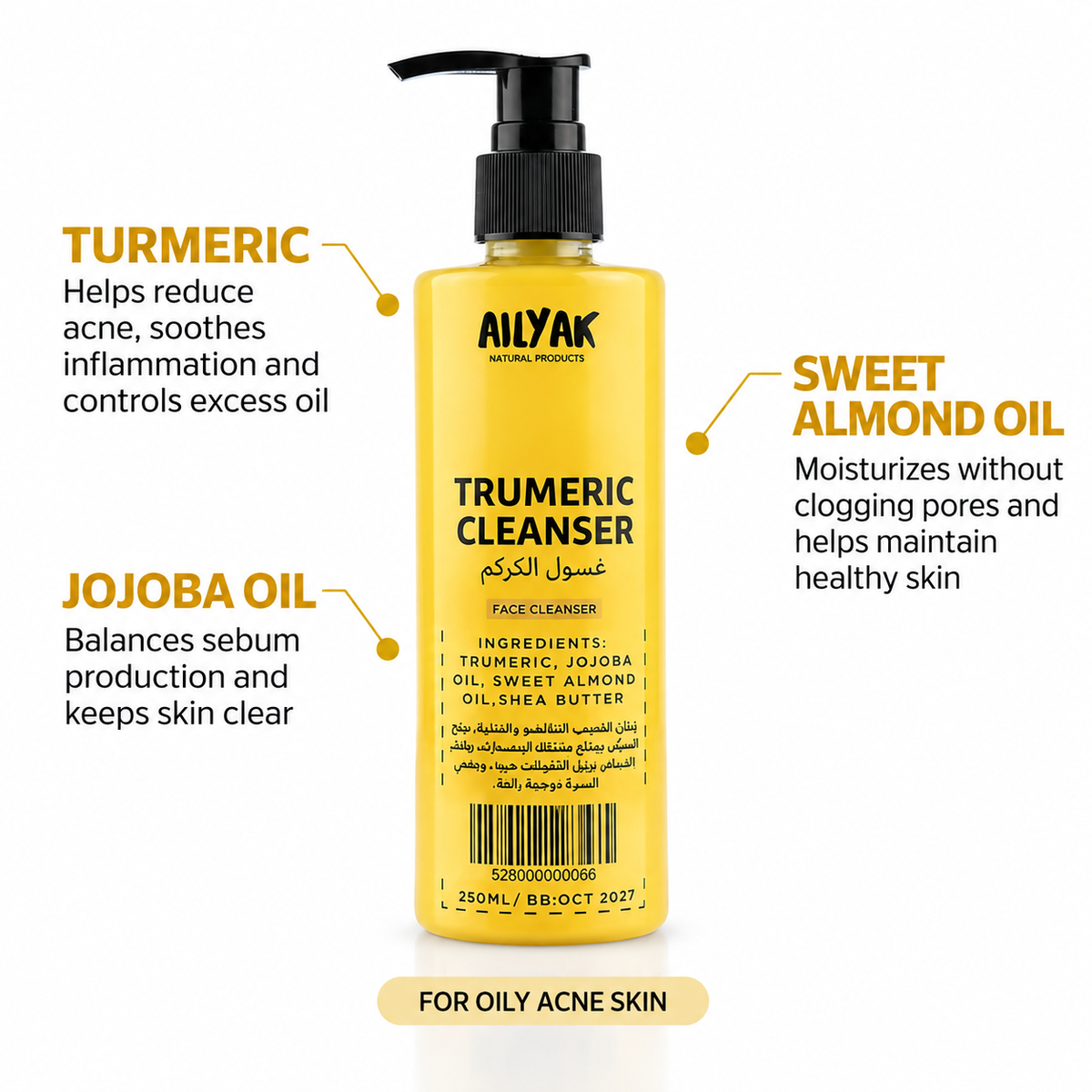 Turmeric face Cleanser- Oily acne to combination skin
