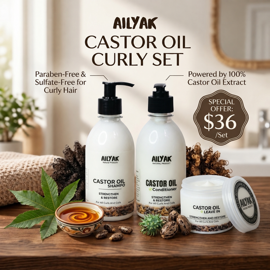 Curly Hair Set Shampoo+conditioner+leave in ( Castor oil )